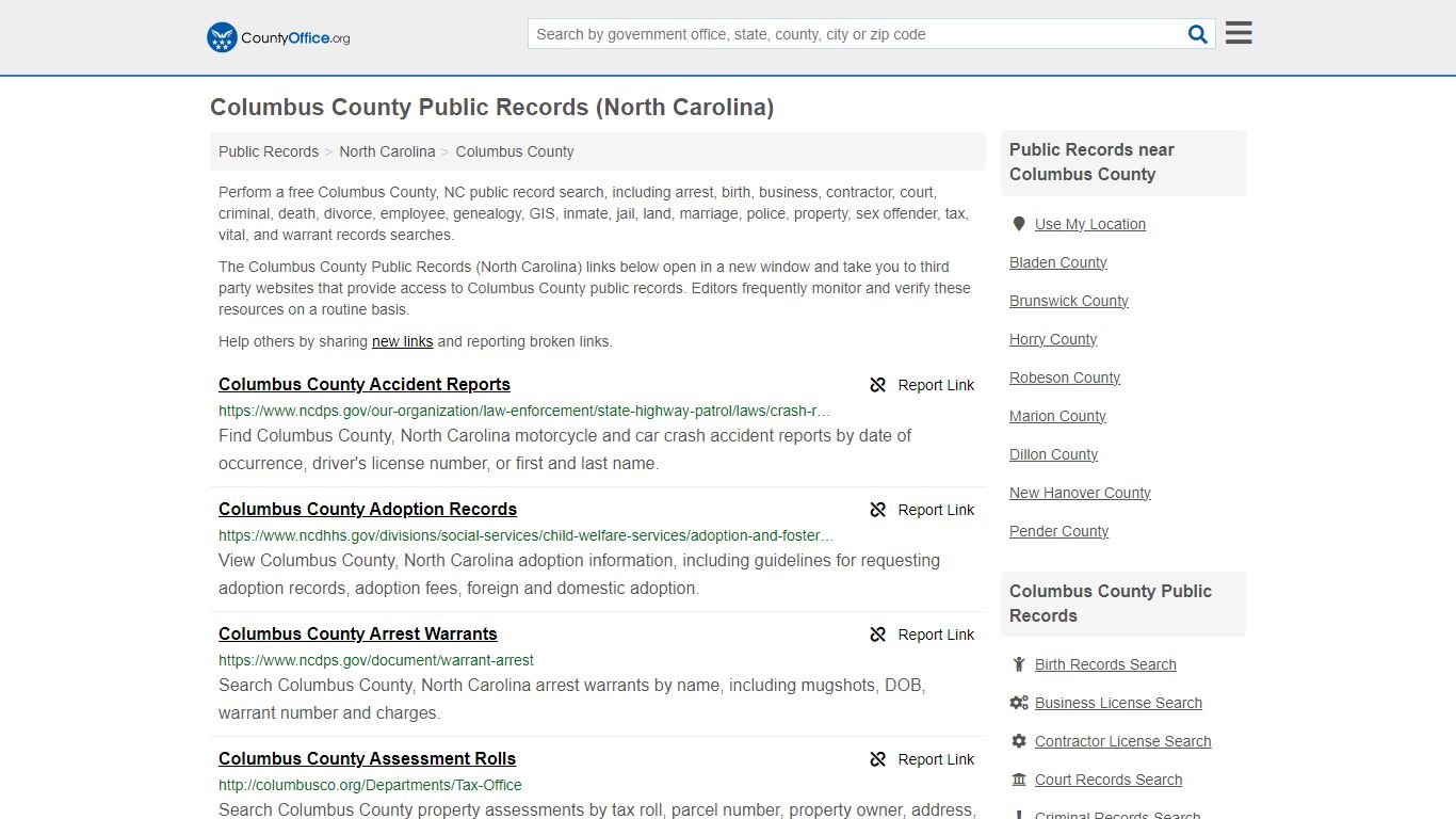 Columbus County Public Records (North Carolina) - County Office