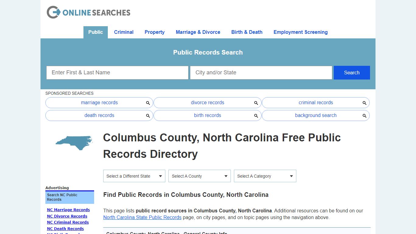 Columbus County, North Carolina Public Records Directory