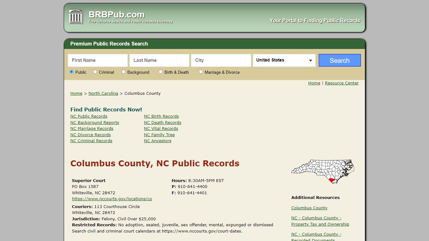 Columbus County, NC Public Records - BRB Pub