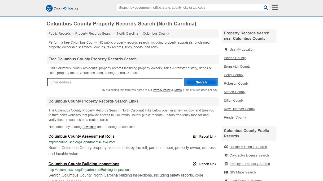 Columbus County Property Records Search (North Carolina) - County Office